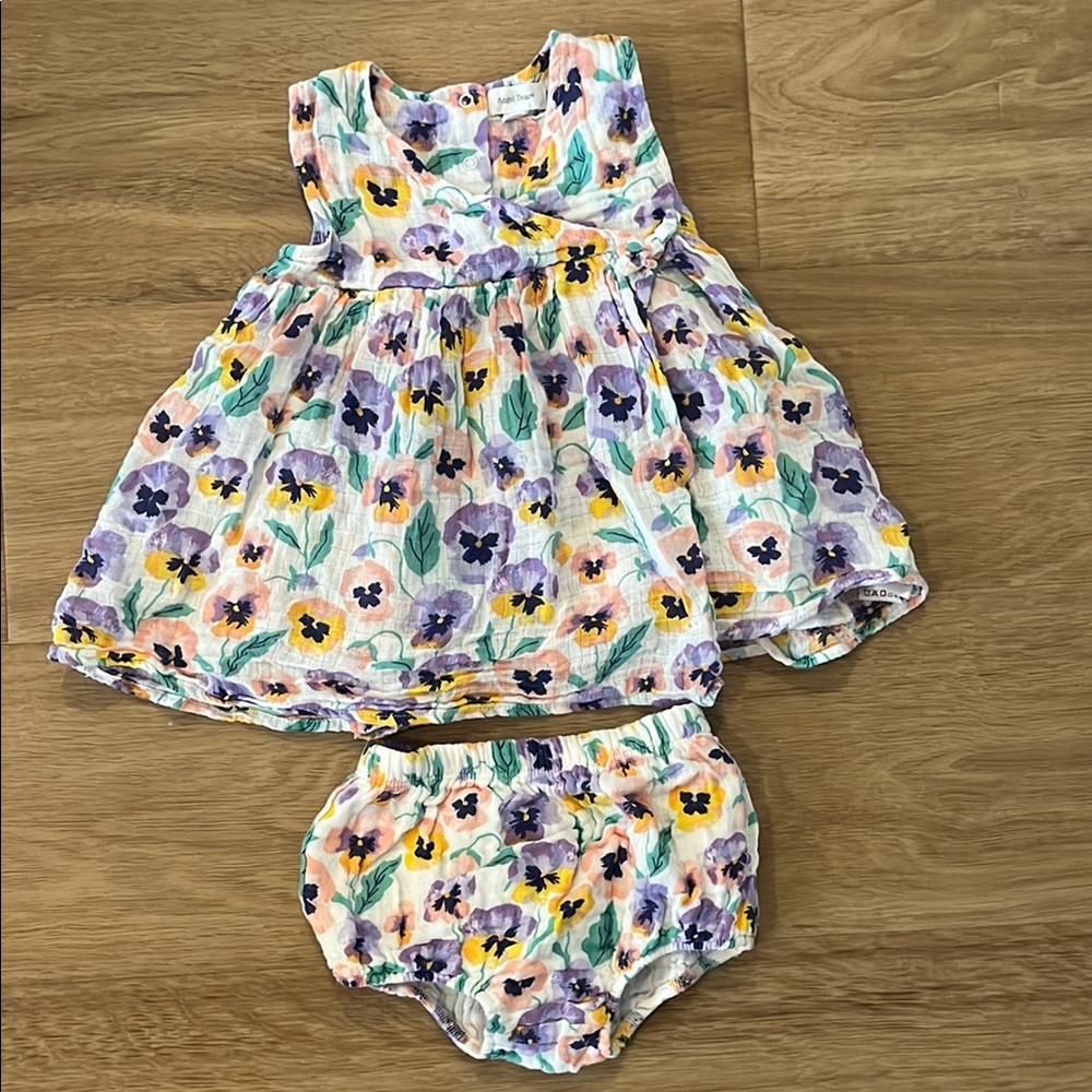 Angel Dear Pansy Floral Dress with Bloomers